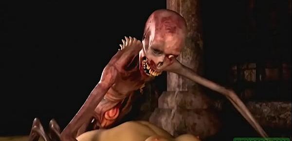  Graveyard&039;s Horny Guardian. Monster porn horrors 3D